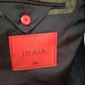 ISAIA Napoli Sport Coat windowpane Check Men’s 42R 2 btn cashmere/ silk